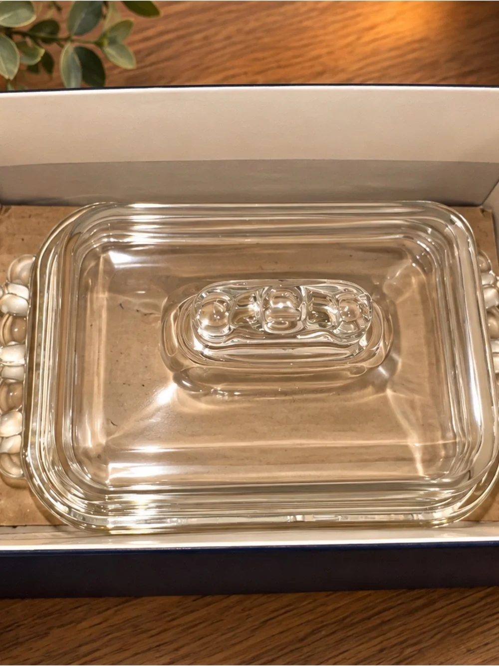 Vintage Walther Glass Collection Siebenstern Crystal Glass Butter Dish w/ Box